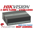 4 канален eDVR AcuSense цифров видеорекордер HIKVISION DS-E04HQHI-B. Поддържа 4 HD-TVI камери до 2 MPX + 1 IP камера до 6 MPX. С вграден eSSD диск 512 GB. С Audio Over Coaxial