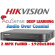 4 канален бюджетен AcuSense цифров видеорекордер HIKVISION iDS-7204HQHI-M1/E(E). Поддържа 4 HD-TVI камери до 2 MPX + 2 IP камери до 6 MPX. С Audio Over Coaxial