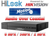 8 канален бюджетен цифров видеорекордер HiLook DVR-208U-M1. Поддържа 8 HD-TVI камери до 8 MPX + 8 IP камери до 8 MPX. Deep Learning алгоритъм за разпознаване и класификация на хора и превозни средства