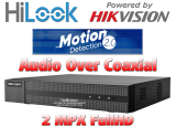 16 канален бюджетен цифров видеорекордер HiLook DVR-216Q-M1. Поддържа 16 HD-TVI камери до 2 MPX + 8 IP камери до 6 MPX. Motion Detection 2.0 алгоритъм и Audio Over Coaxial