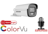 HD-TVI/AHD/CVI/CVBS камера HIKVISION DS-2CE12KF0T-LFS: 5 MPX, Hybrid Light комбинирано бяло LED осветление ColorVu и инфрачервено осветление до 40 метра, микрофон с Audio Over Coaxial, обектив 3.6 mm