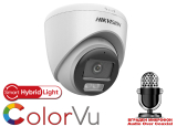 HD-TVI/AHD/CVI/CVBS камера HIKVISION DS-2CE72KF0T-LFS: 5 MPX, Hybrid Light комбинирано бяло LED осветление ColorVu и инфрачервено осветление до 40 метра, микрофон с Audio Over Coaxial, обектив 2.8 mm