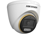 HD-TVI/AHD/CVI/CVBS камера HIKVISION DS-2CE72DF3T-LSE: 2 MPX, Hybrid Light комбинирано бяло LED осветление ColorVu и инфрачервено осветление до 40 метра, микрофон с Audio Over Coaxial, обектив 3.6 mm