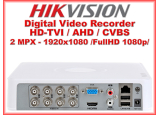 Употребяван 8 канален бюджетен цифров видеорекордер HIKVISION DS-7108HQHI-F1/N. Поддържа 8 HD-TVI камери до 2 MPX