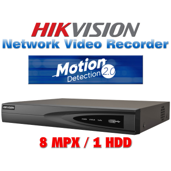 16 канален професионален 4K IP мрежов видеорекордер HIKVISION: DS-7616NI-Q1(D). Поддържа 16 мрежови IP камери до 8 MPX. Motion Detection 2.0 алгоритъм. 1 SATA порт