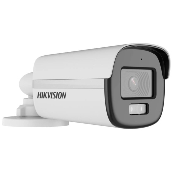 HD-TVI/AHD/CVI/CVBS камера HIKVISION DS-2CE12KF0T-LFS: 5 MPX, Hybrid Light комбинирано бяло LED осветление ColorVu и инфрачервено осветление до 40 метра, микрофон с Audio Over Coaxial, обектив 3.6 mm