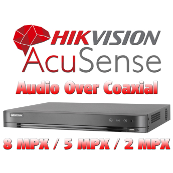 16 канален професионален 4K AcuSense цифров видеорекордер HIKVISION iDS-7216HUHI-M2/X. Поддържа 16 HD-TVI камери до 8 MPX + 16 IP камери до 8 MPX. С Audio Over Coaxial. 2 SATA порта