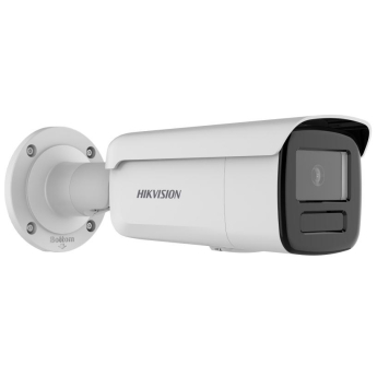 Мрежова IP камера HIKVISION DS-2CD2T43G2-4LI: 4 MPX, със Smart Hybrid Light комбинирано бяло LED осветление ColorVu и инфрачервено до 80 метра, с AcuSense технология, обектив 4 mm