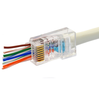 Pass-Through конектор за LAN кабел неекраниран: UTP, CAT.5e, RJ45-8p8c, с позлатени пинове