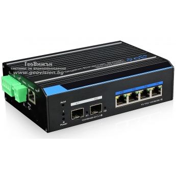 UTEPO UTP7304GE-POE: Full Gigabit 6 портов суич с 4 x 1 Gbps порта за IP камери + 2 x 1 Gbps uplink порта /2 SPF/, Hi-PoE